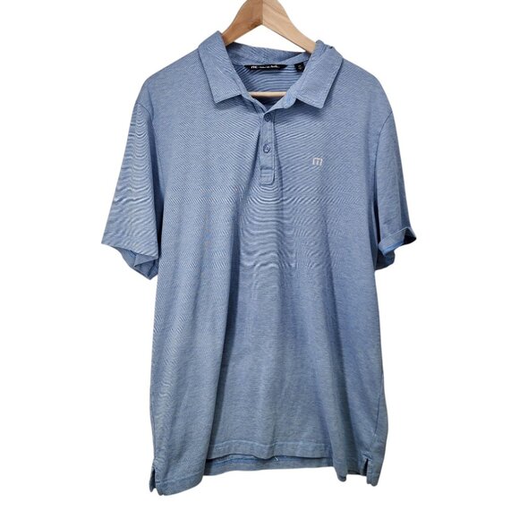 Travis Mathew Mens XXL Blue Polo Shirt Pima Cotton Polyester Blend - Picture 2 of 7